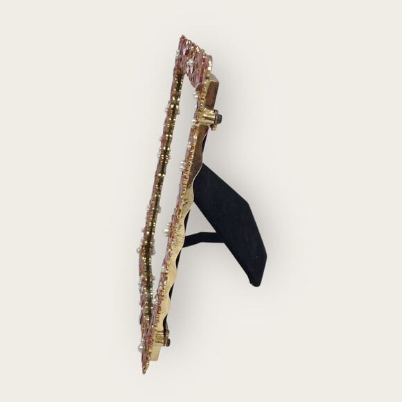 Papyrus Red Vintage Enameled Jeweled & Faux Pearl Decorative Frame 5 X 7 - Picture 5 of 7